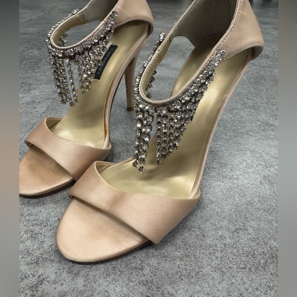 Satin Heels with Rhinestone Accents - Picture 3 of 6
